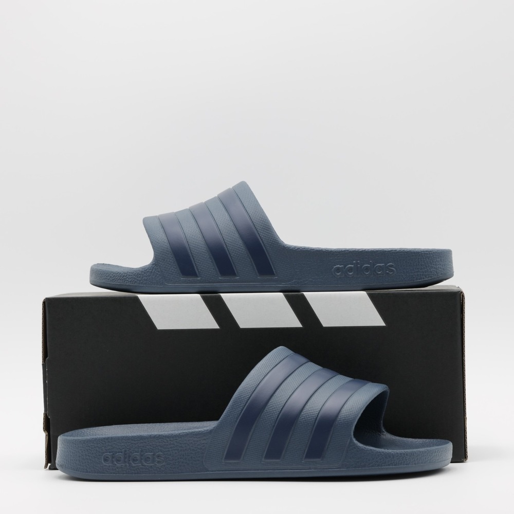 Adidas Unisex Adilette Aqua Slides Casual Slip-On Sandals Navy Blue Size M9 W10 - Picture 9 of 10